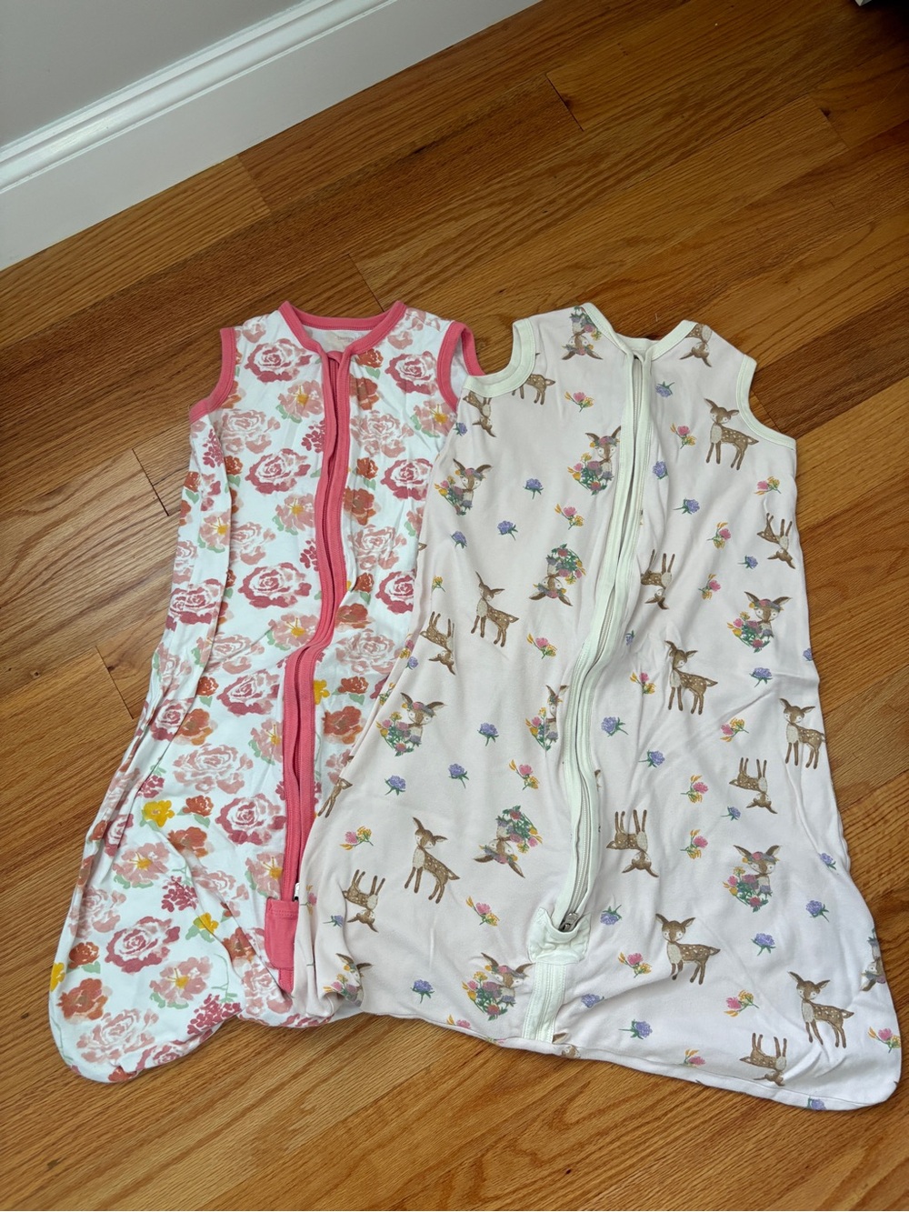 Burt's Bees Pink Floral & Cream Deer Baby Sleep Sacks - 2-Pack